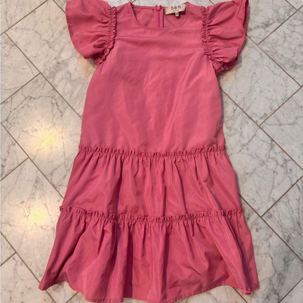 Sea New York Pink Flutter Sleeve Kids Dress
